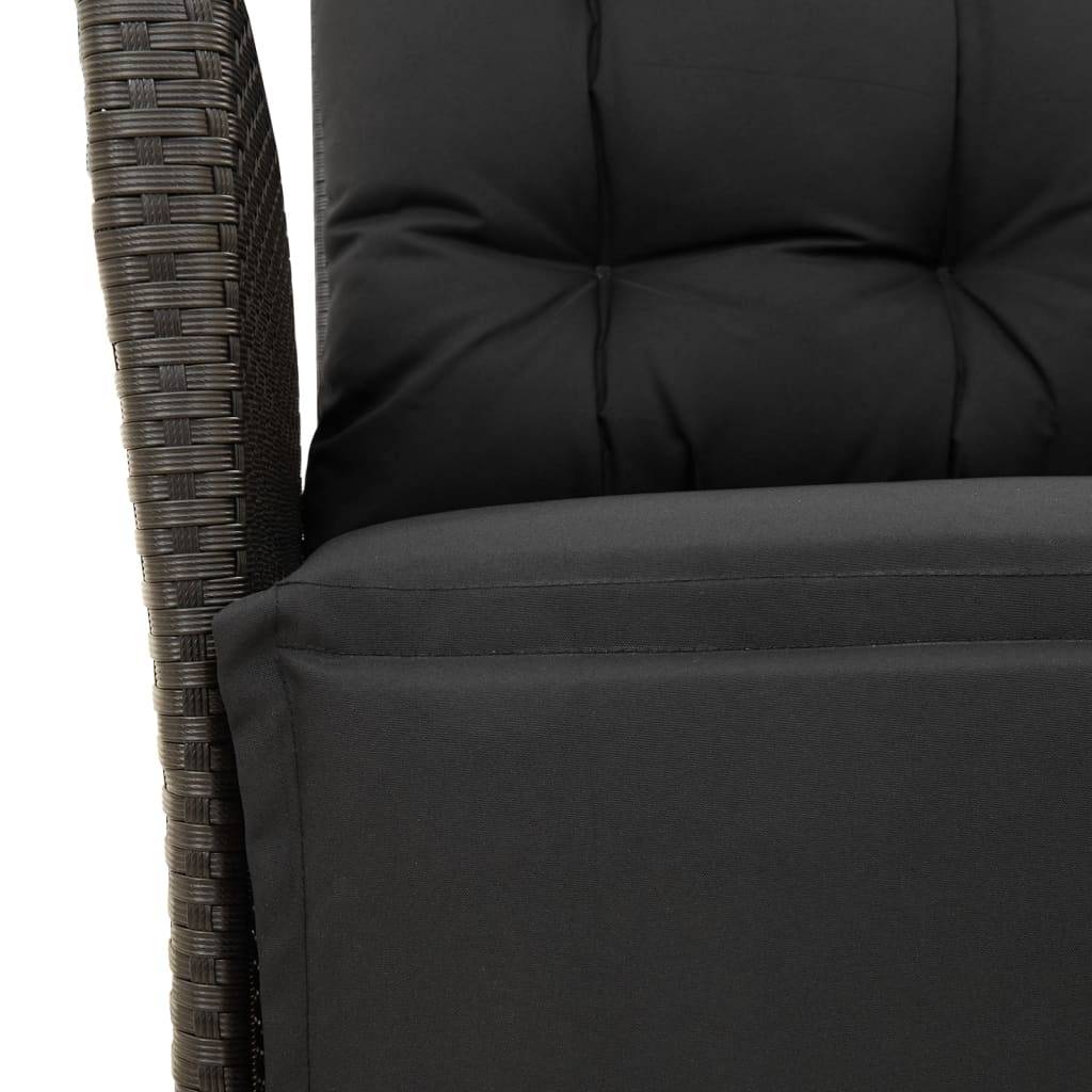 Salon de Jardin Poly Rotin Noir 8 Places, 2 Fauteuils avec Repose-pieds, Table 190x80cm, Coussins Noirs – ComfortXL Outdoor Living - Image 8