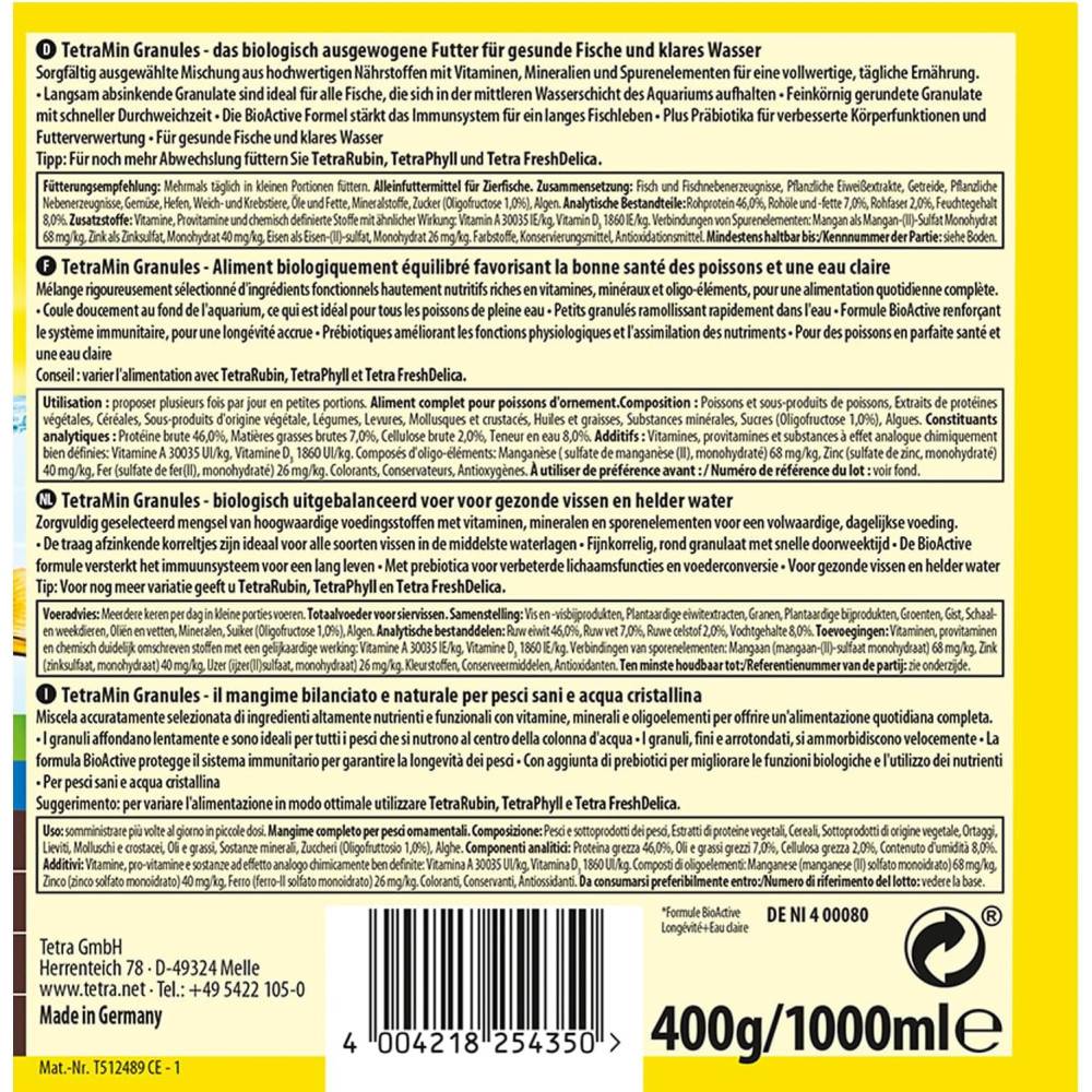 Tetra - Min Granules alimentation pour poissons d'ornement 400g/1 litre - Image 4