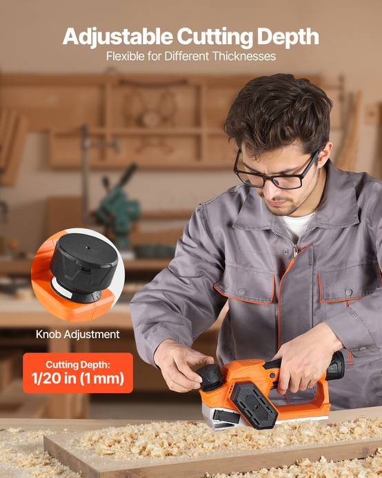 VEVOR Rabot Électrique sans Fil Raboteuse à Bois à Main 56 mm avec Batterie 2 Ah - Image 4