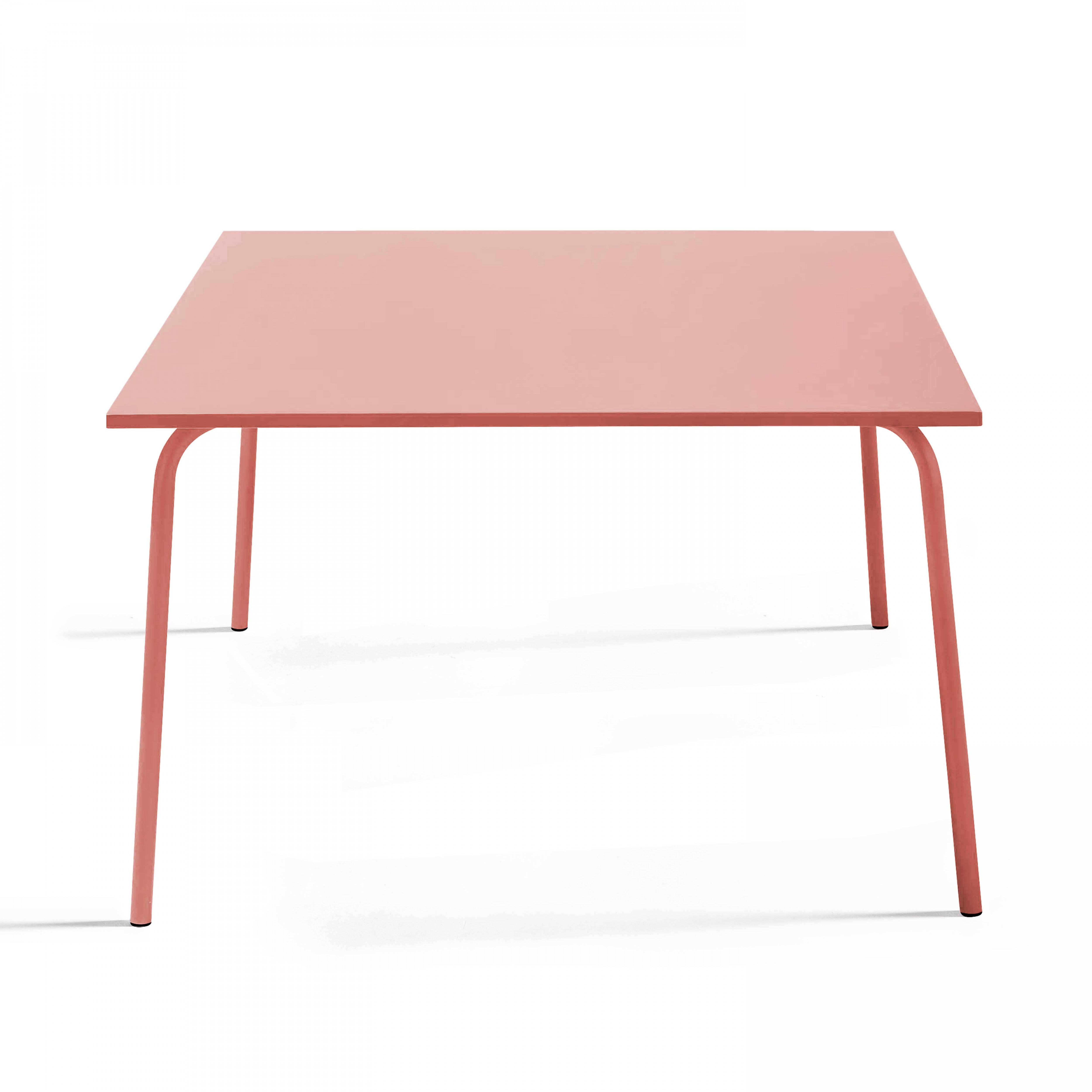Oviala - Ensemble table de jardin carrée et 4 bancs en métal argile Palavas - Oviala - Imagen 6