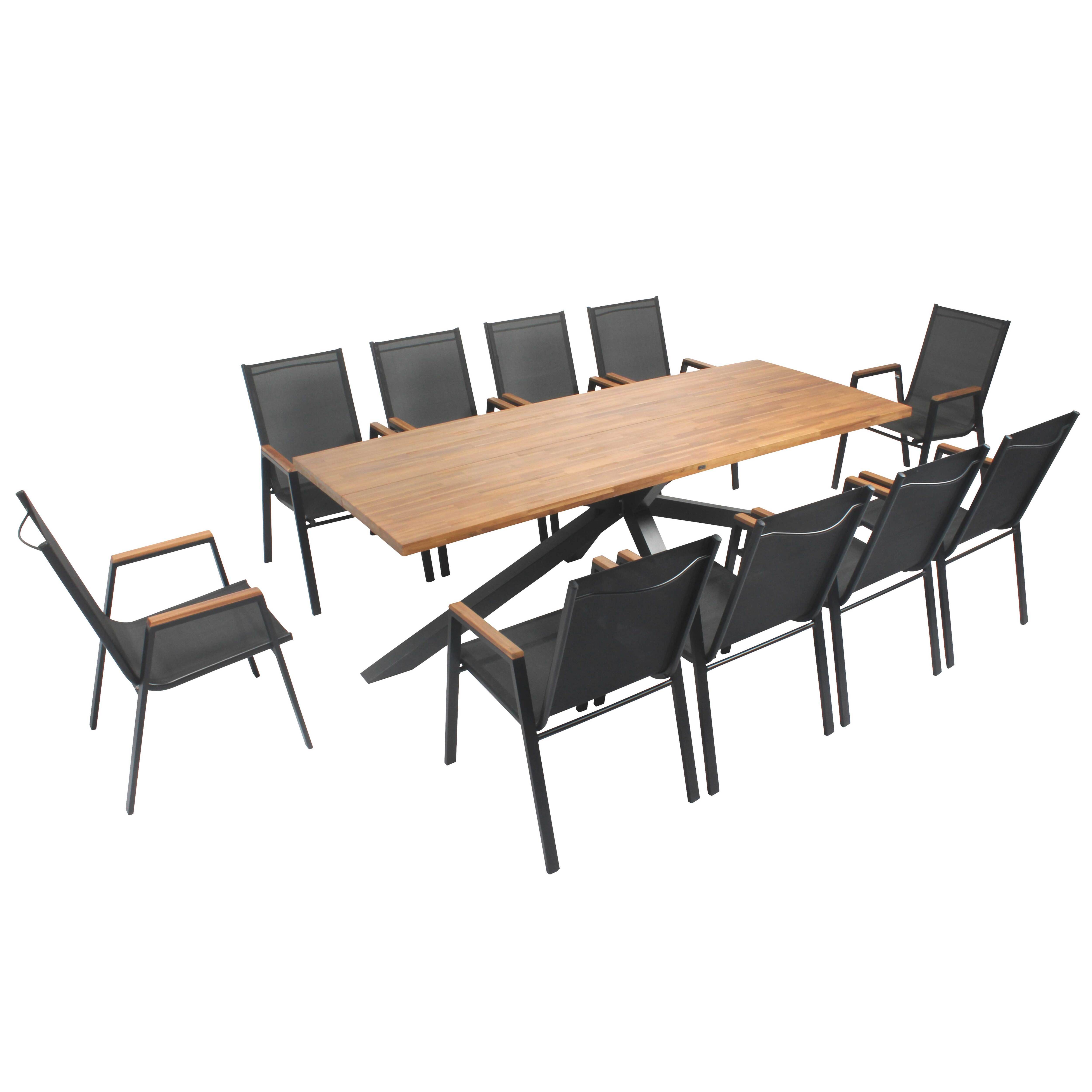 Oviala - Table de jardin en acacia et aluminium avec 10 fauteuils Stella - Oviala - Imagen 1