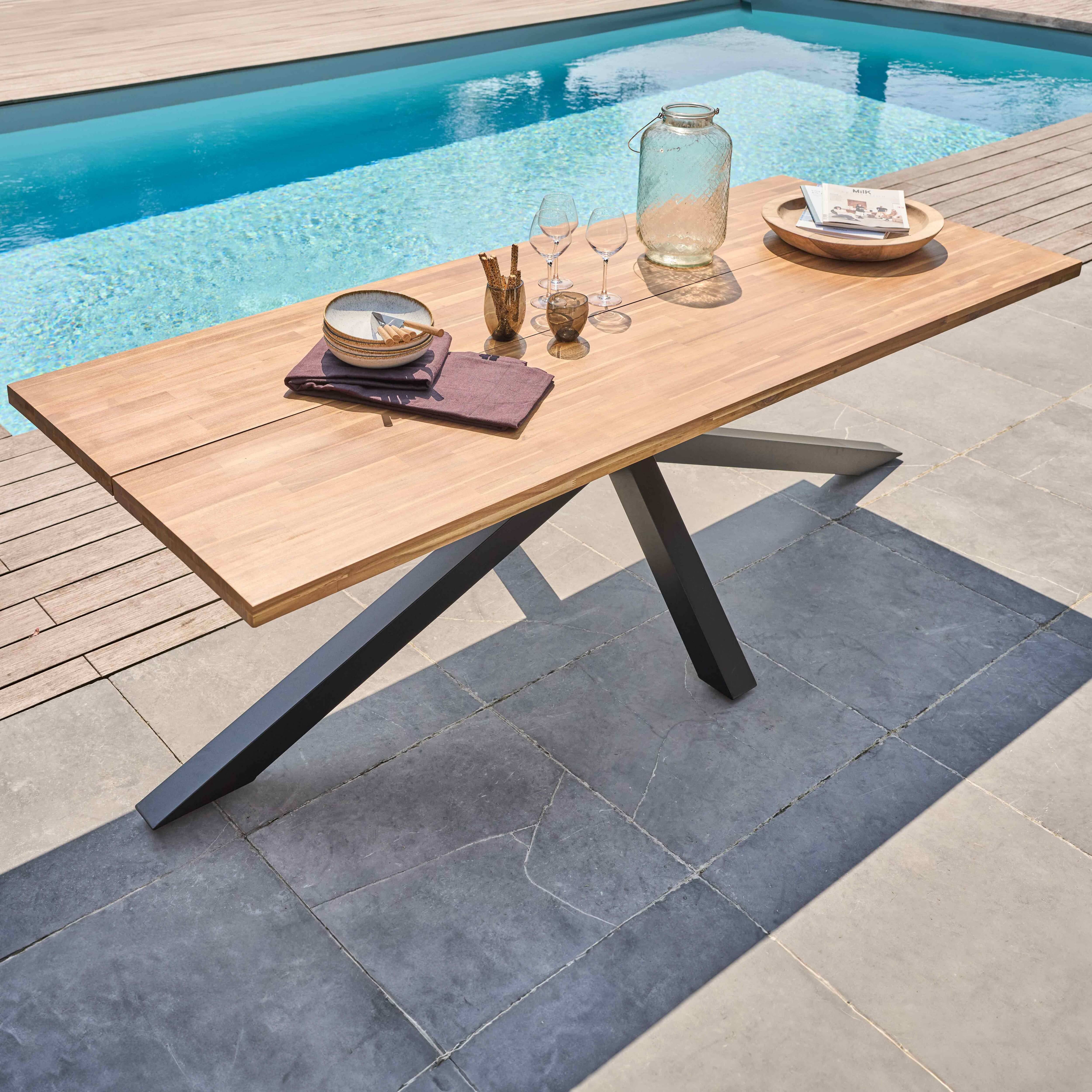 Oviala - Table de jardin en acacia et aluminium avec 10 fauteuils Stella - Oviala - Imagen 3