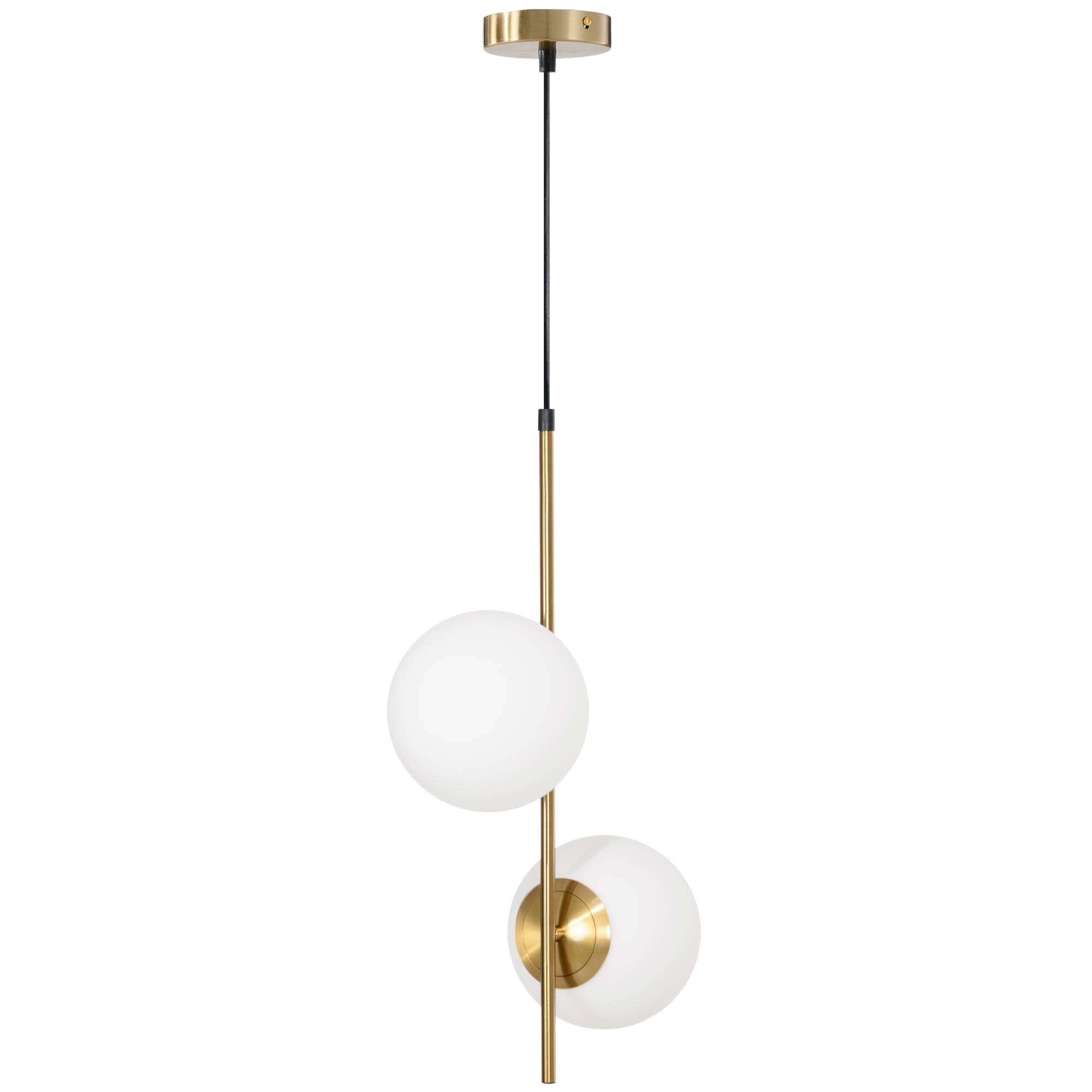 Sans Marque - Suspension luminaire moderne lustre plafonnier double-tête lumière suspendue réglable entrée salon ton doré - Image 2