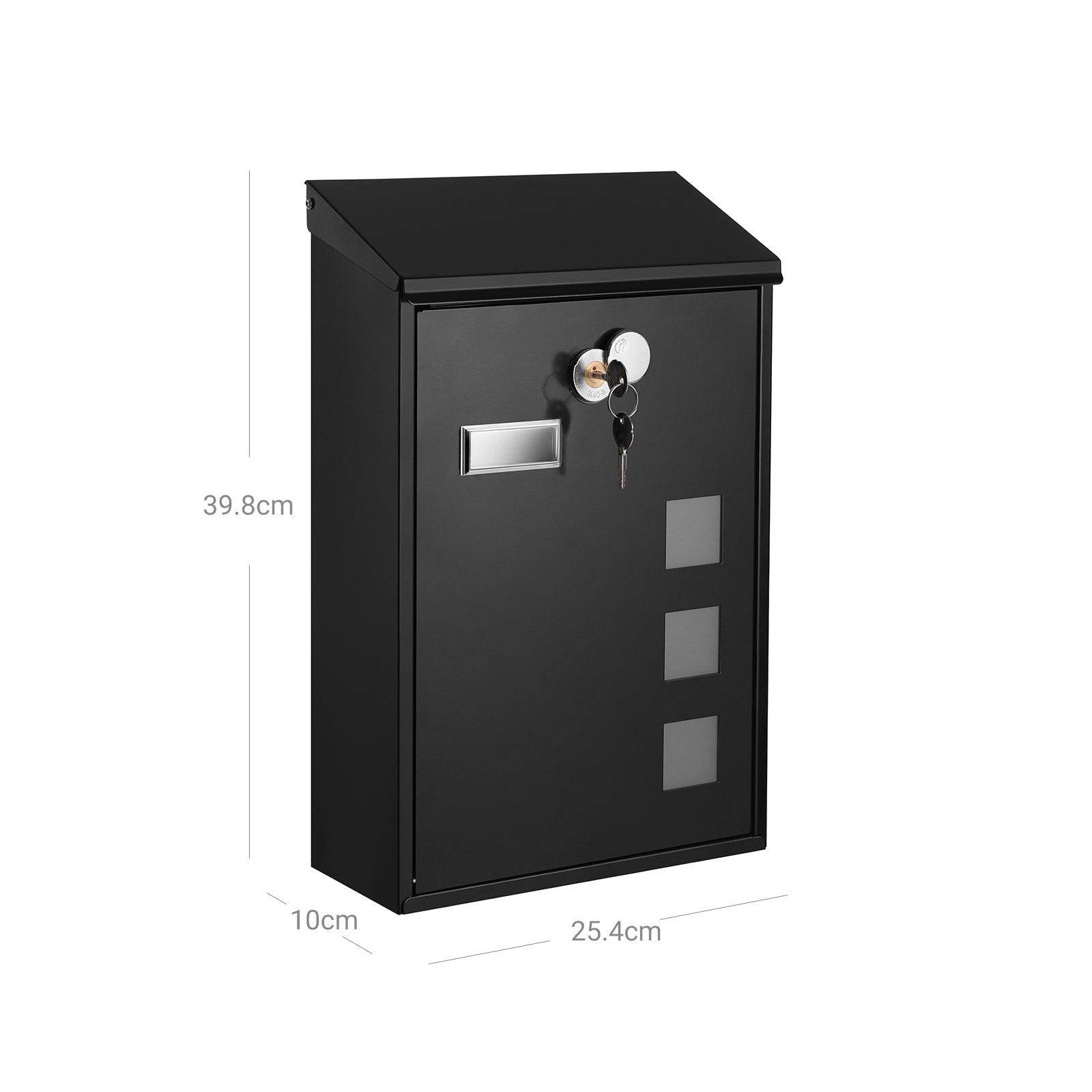 Helloshop26 - Boîte aux lettres murale moderne avec fenêtres de visualisation plaque signalétique serrure avec noyau en cuivre facile à installer noir - Imagen 4