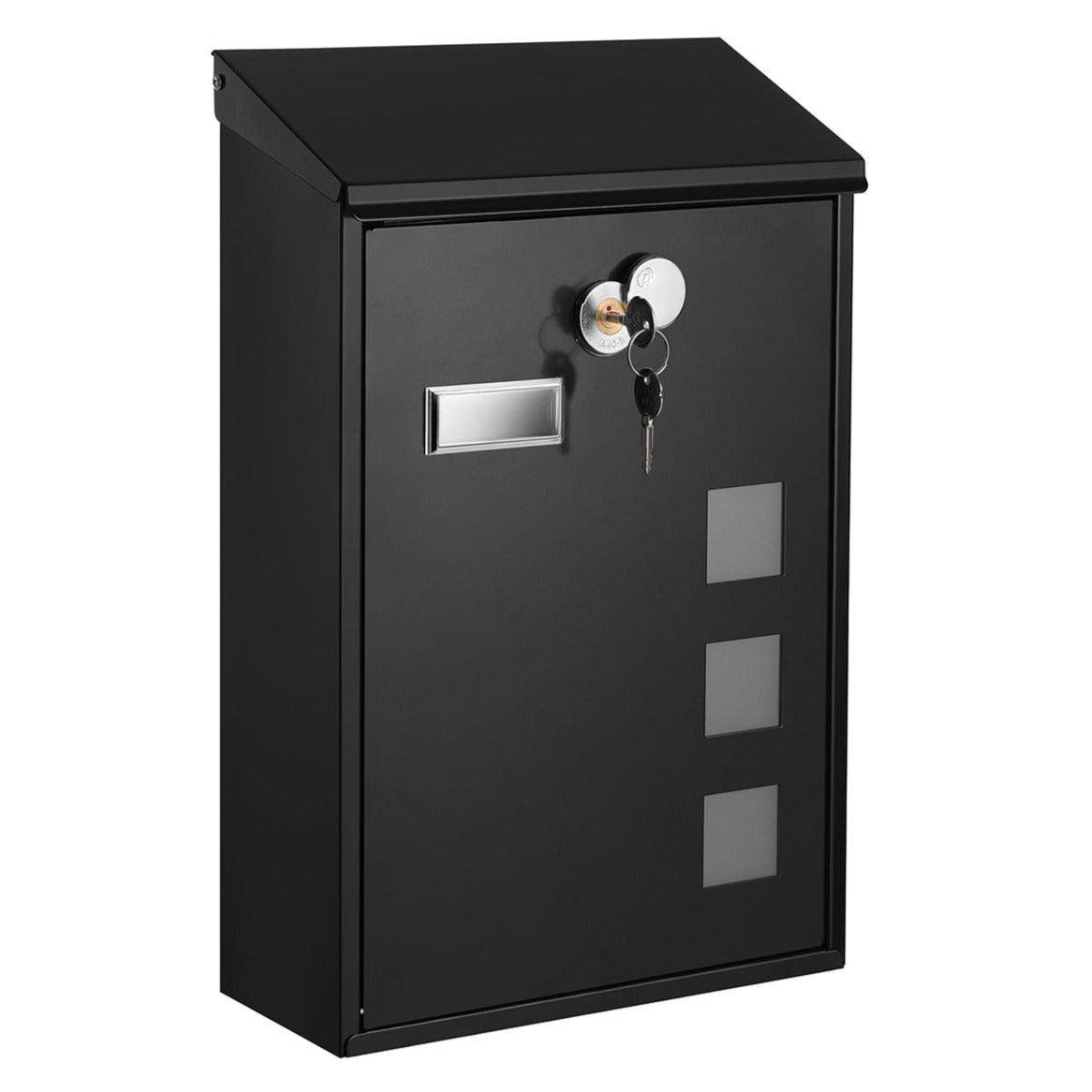 Helloshop26 - Boîte aux lettres murale moderne avec fenêtres de visualisation plaque signalétique serrure avec noyau en cuivre facile à installer noir - Imagen 1