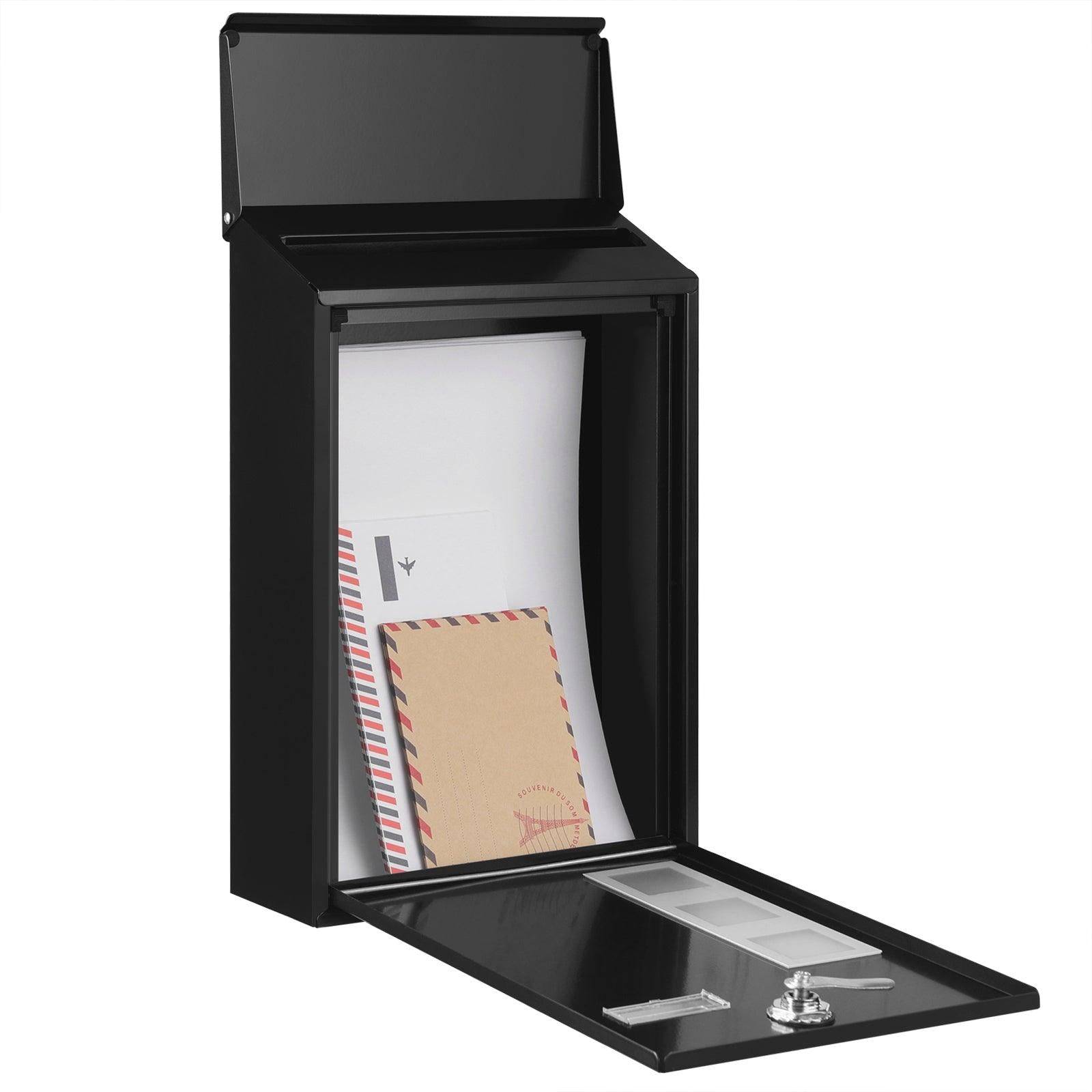 Helloshop26 - Boîte aux lettres murale moderne avec fenêtres de visualisation plaque signalétique serrure avec noyau en cuivre facile à installer noir - Imagen 2