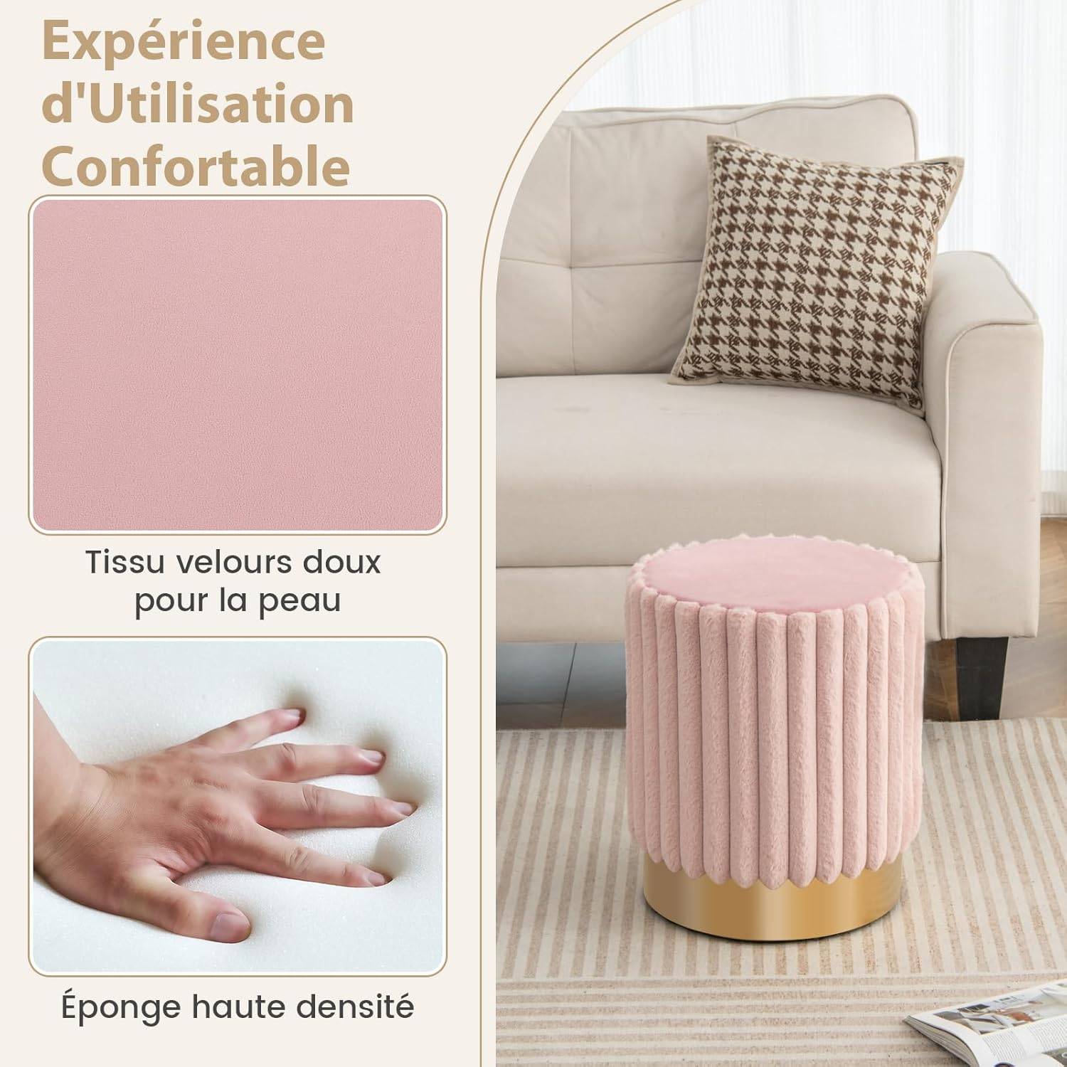 Pouf avec espace de rangement rose | | Magasin en ligne pour vos achats à bas prix