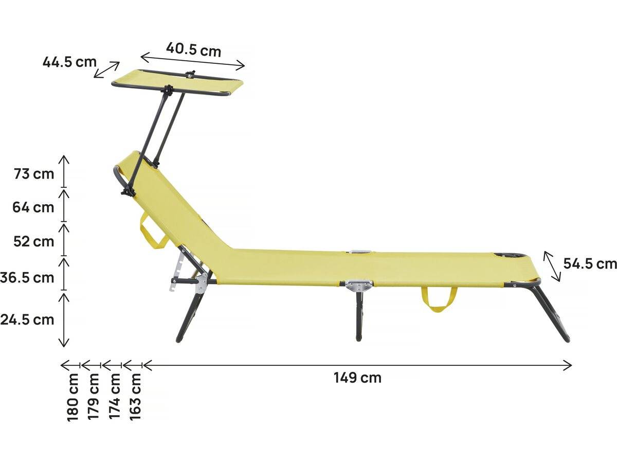 Habitat Et Jardin - Lt De 2 Bains De Soleil Pliable "lazy" - Avec Pare Soleil - Jaune -habitat Et Jardin - Image 4
