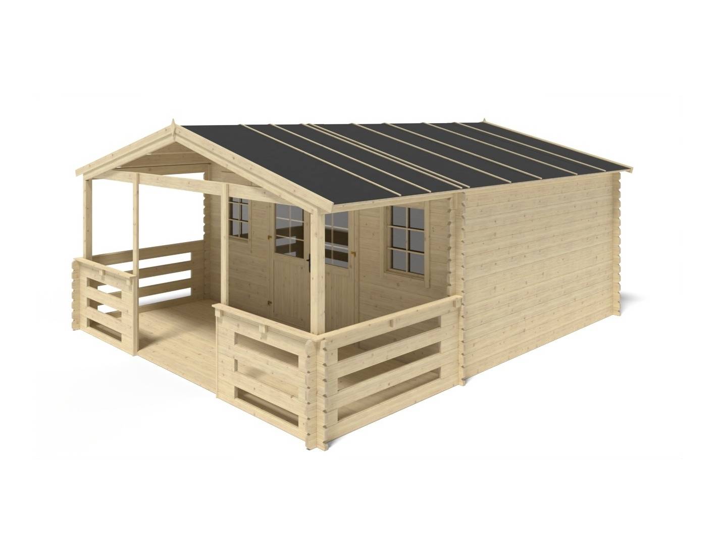 Altanka - Abri de jardin en bois - 5x4 m + terrasse avec balustrade et avant-toit en bois - 30 m2 - DOM598+DOM613+DOM615+POD04 - ALTANKA - Imagen 8