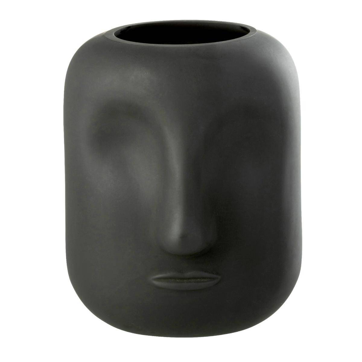 J-Line - Vase Design Visage "Noé" 20cm Noir