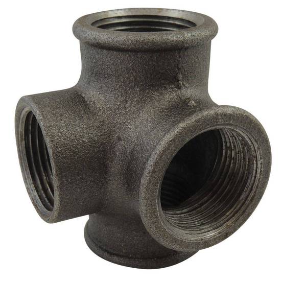 Distributeur en Té 4 Voies | Fonte Malléable Noire F/F/F/F EN 10242 - 1/2'' - Image 1