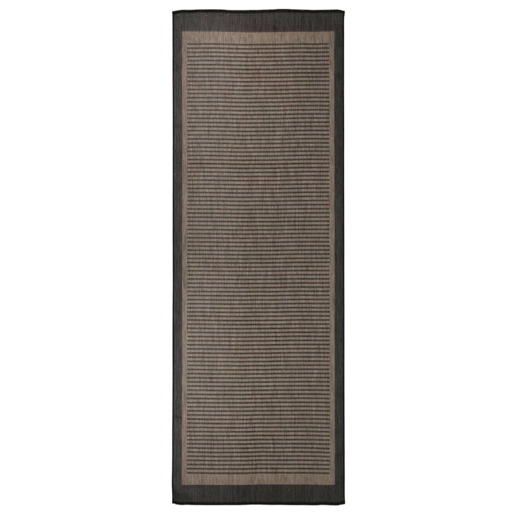 ComfortXL - Tapis de Couloir Extérieur Tissage Plat en PP Résistant Intempéries Marron Foncé 80x250 cm – ComfortXL Outdoor Living - Image 1