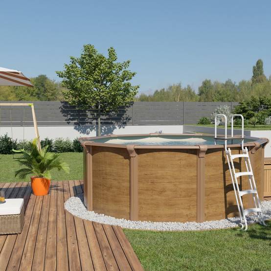Piscine hors sol acier ronde Ø 3,65 x 1,32 m aspect bois OSMOSE - Image 2