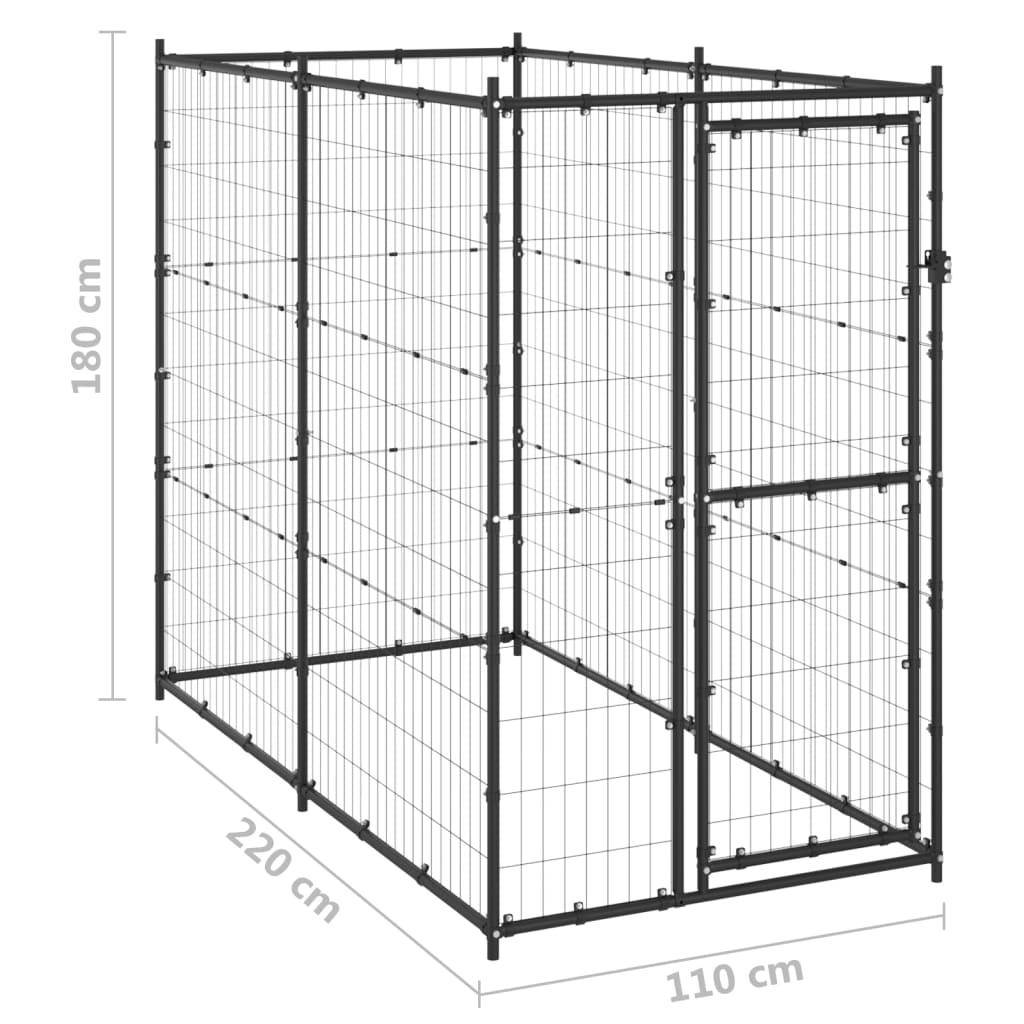 Helloshop26 - Chenil extérieur cage enclos parc animaux chien d'extérieur pour chiens acier 110 x 220 x 180 cm - Imagen 2