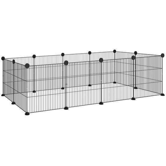 Enclos Modulable Métal Cochons d'Inde Bords Arrondis 140x70x35cm Noir - ComfortXL Outdoor Living - Image 1