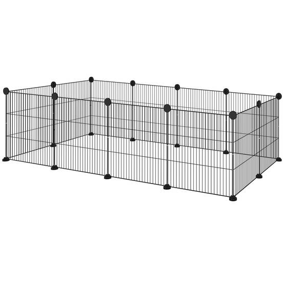 Enclos Modulable Métal Cochons d'Inde Bords Arrondis 140x70x35cm Noir - ComfortXL Outdoor Living - Image 2
