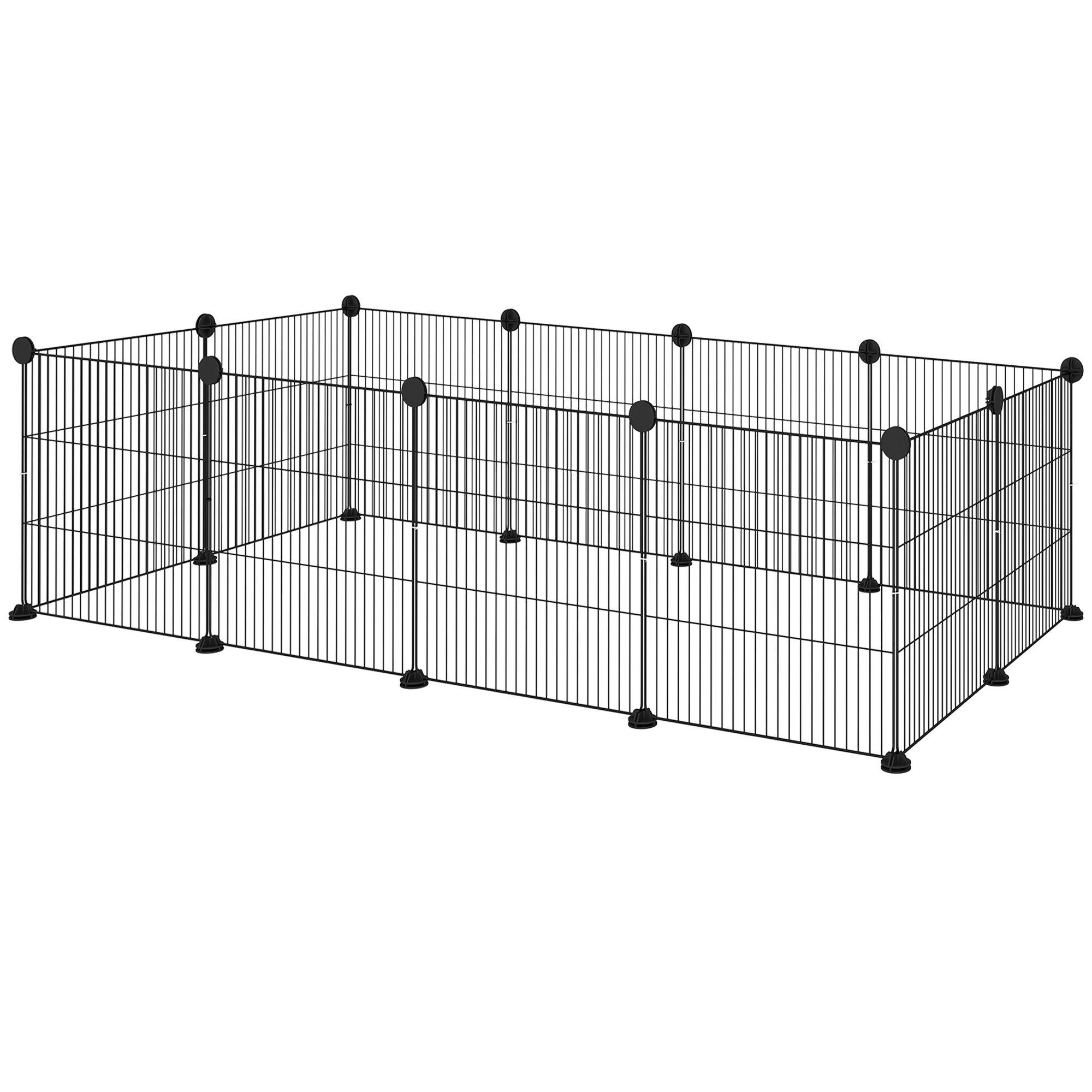 Enclos Modulable Métal Cochons d'Inde Bords Arrondis 140x70x35cm Noir - ComfortXL Outdoor Living - Image 2