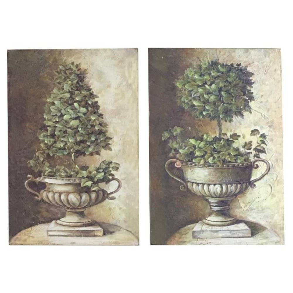 Set de 2 tableaux en bois multicolores 20.5 x 30.5 cm Chemin de campagne - Imagen 1