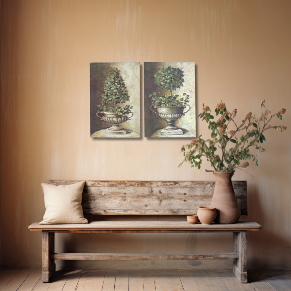 Set de 2 tableaux en bois multicolores 20.5 x 30.5 cm Chemin de campagne - Imagen 2