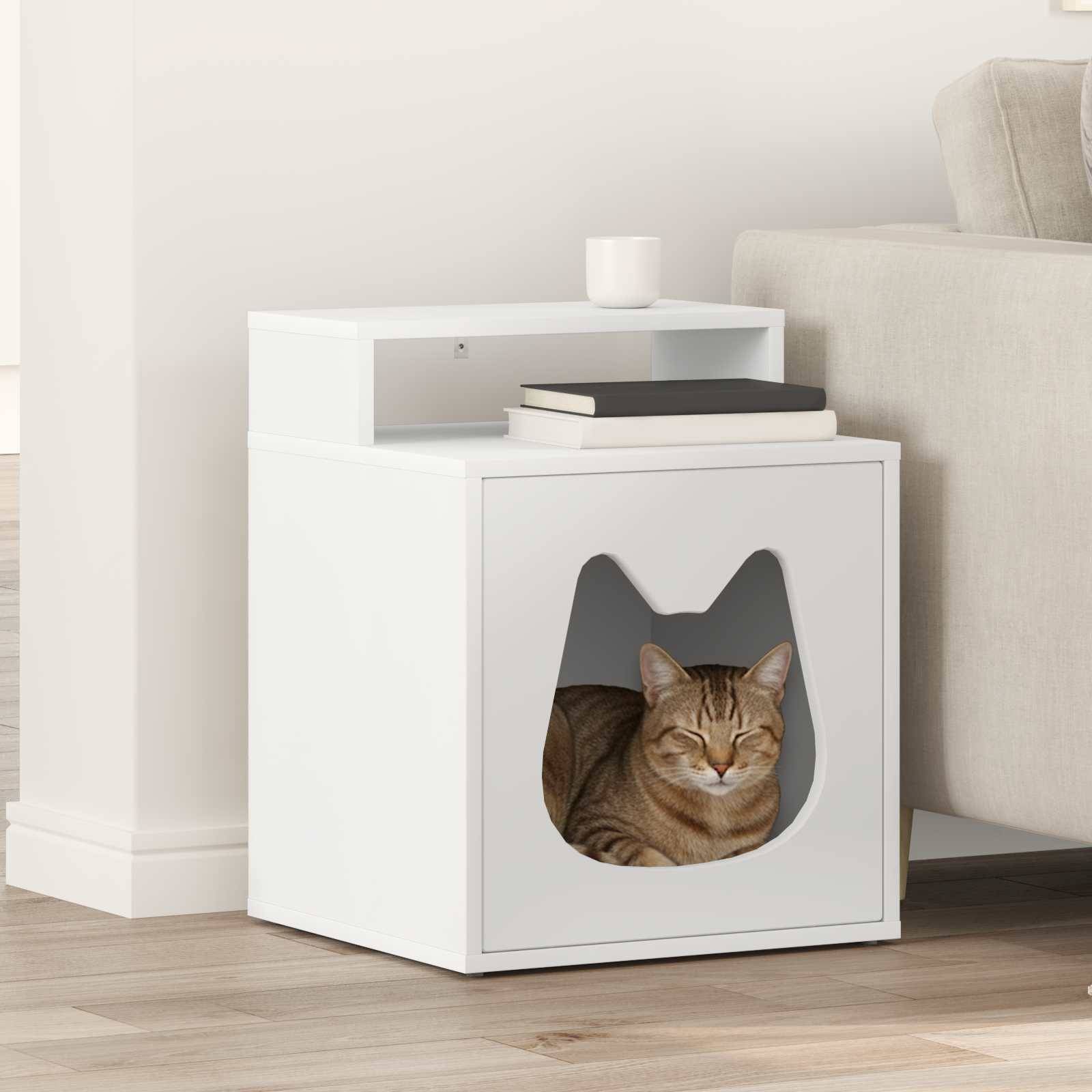 Petit Meuble Chat Bois Repos Blanc 53,5cm pour Petit Chat Universel - ComfortXL Outdoor Living - Image 1