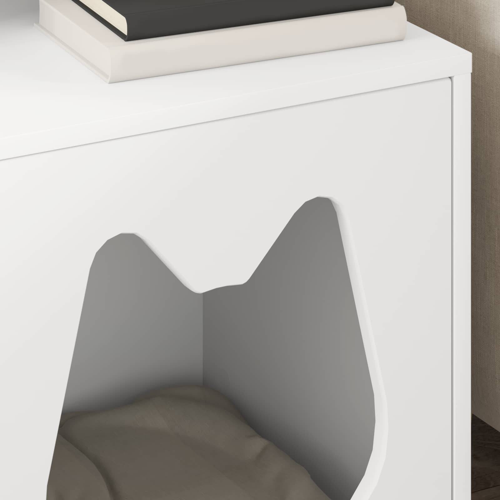 Petit Meuble Chat Bois Repos Blanc 53,5cm pour Petit Chat Universel - ComfortXL Outdoor Living - Image 4