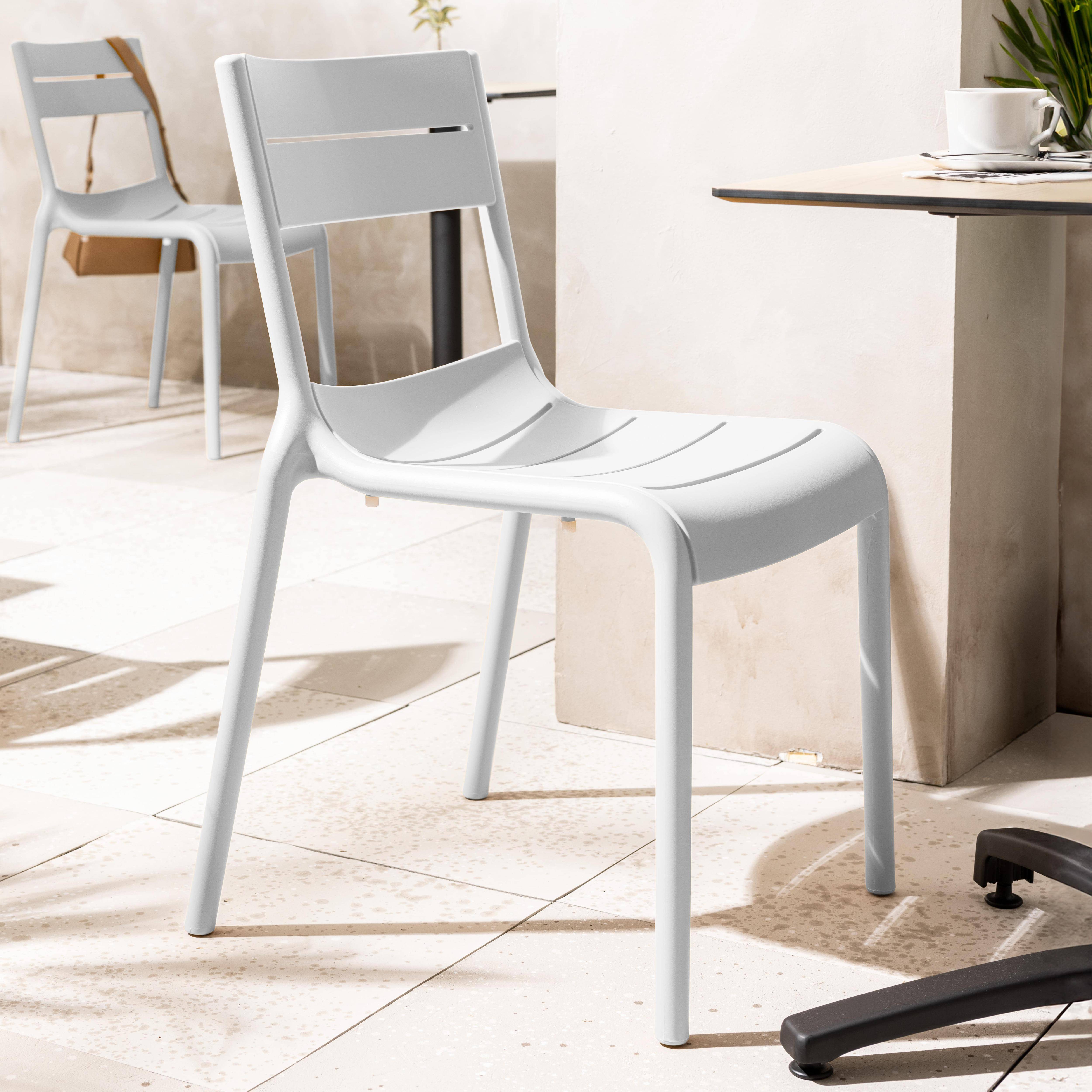 Oviala - Lot de 4 chaises de terrasse en plastique blanches Paname - Oviala - Imagen 2