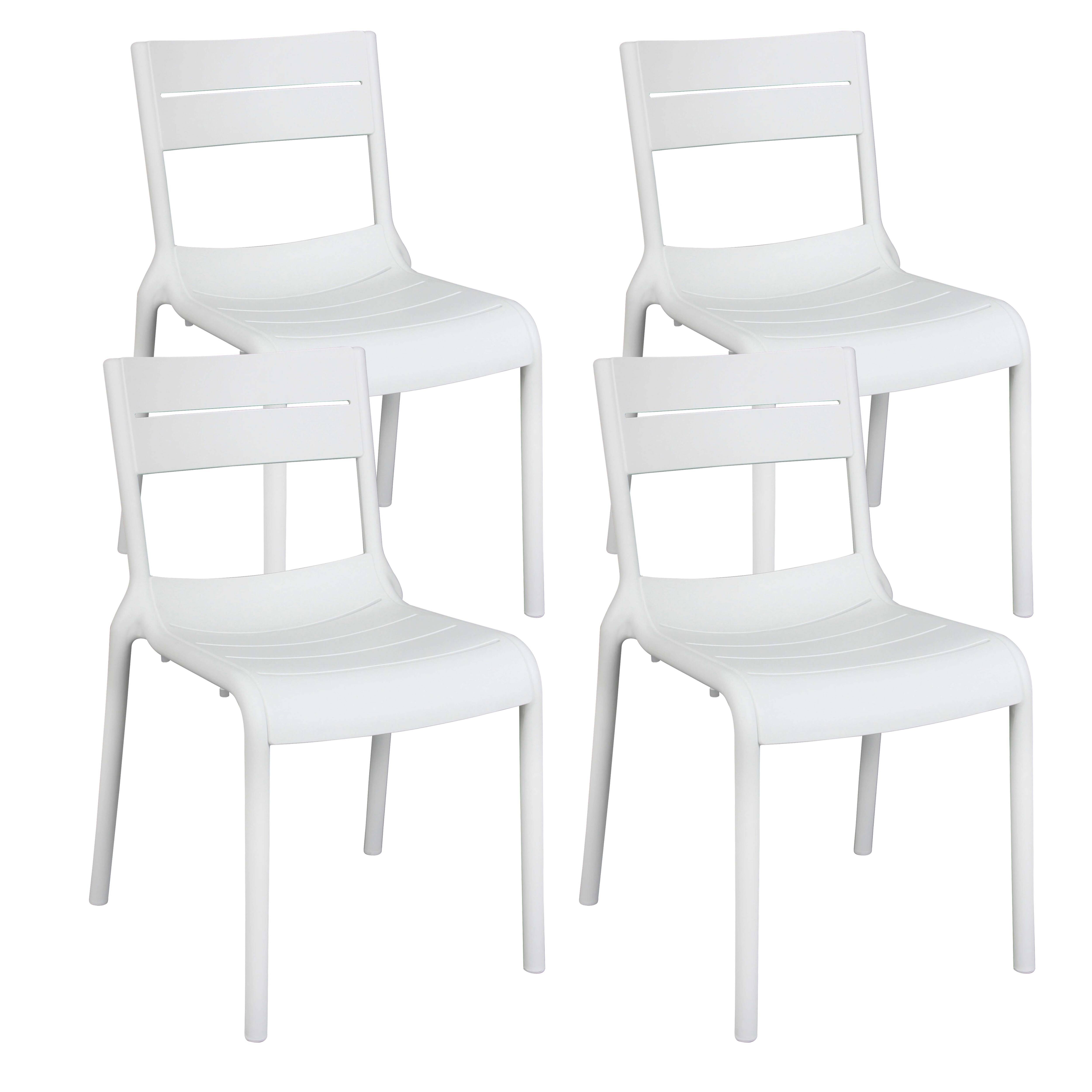 Oviala - Lot de 4 chaises de terrasse en plastique blanches Paname - Oviala - Imagen 1