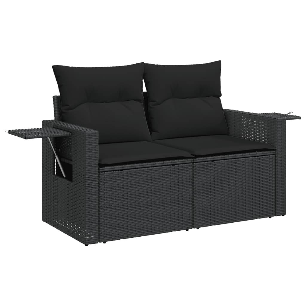 Salon de Jardin Bas 12 Places en Résine Tressée Noire Modulable avec Tablettes d'Appoint Pliables – ComfortXL Outdoor Living - Image 3