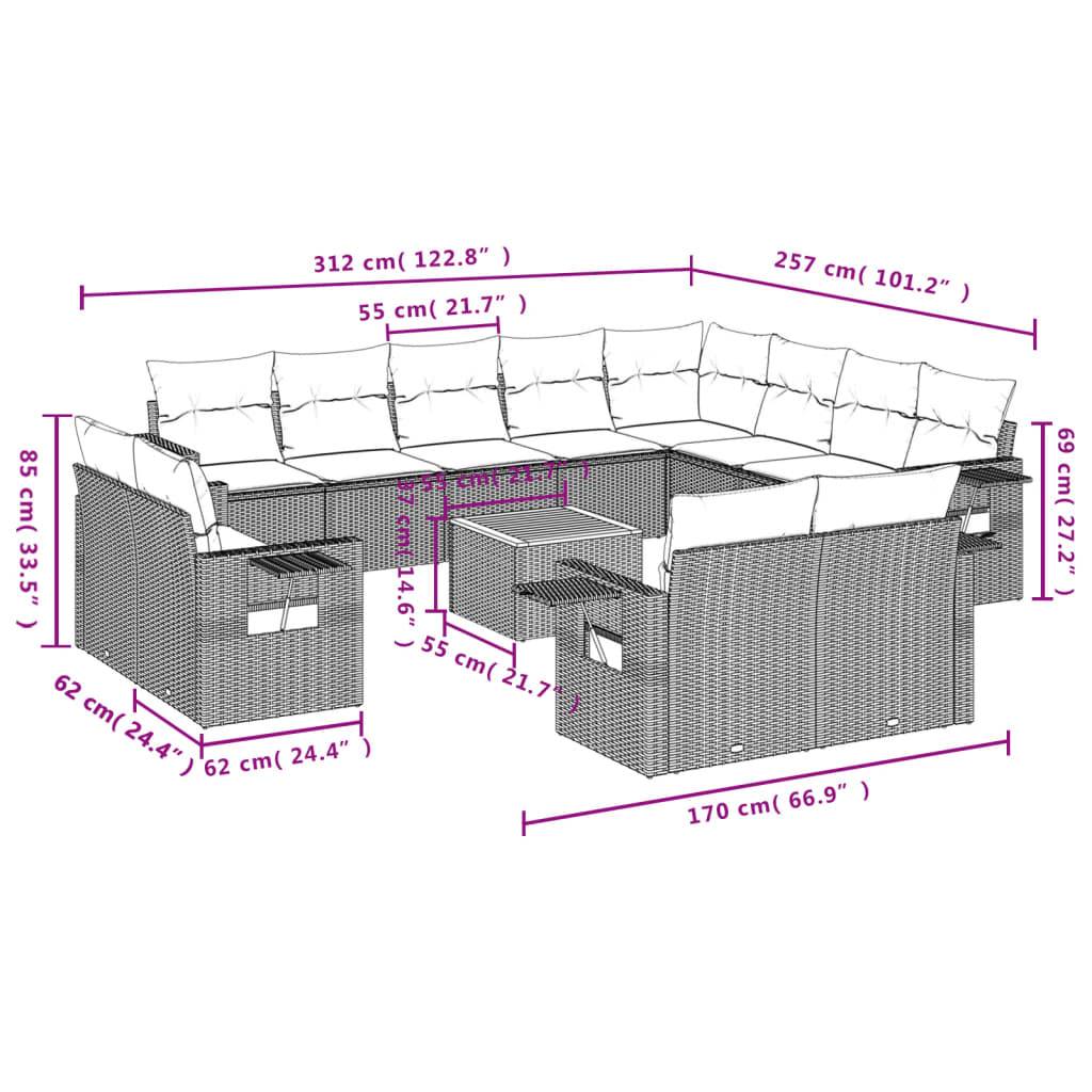 Salon de Jardin Bas 12 Places en Résine Tressée Noire Modulable avec Tablettes d'Appoint Pliables – ComfortXL Outdoor Living - Image 9
