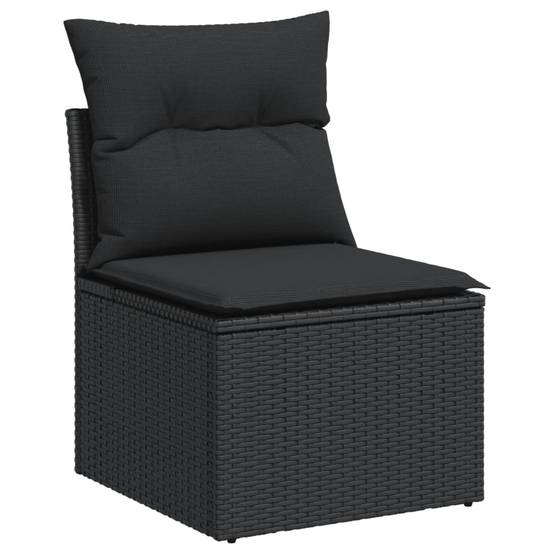 Salon de Jardin Bas 12 Places en Résine Tressée Noire Modulable avec Tablettes d'Appoint Pliables – ComfortXL Outdoor Living - Image 4