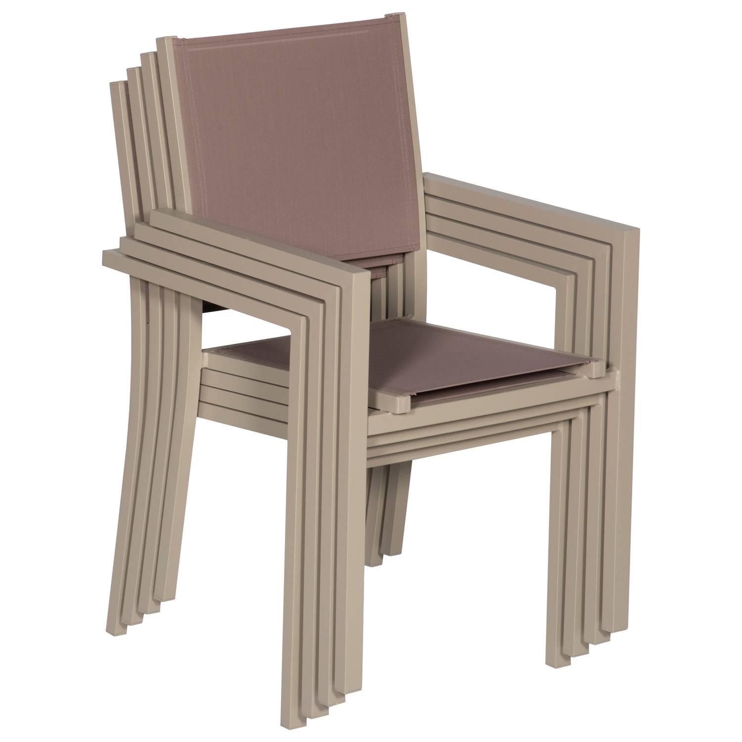 Happy Garden - Salon de jardin BARI en textilène taupe 8 places - aluminium taupe - HAPPY GARDEN - Imagen 4
