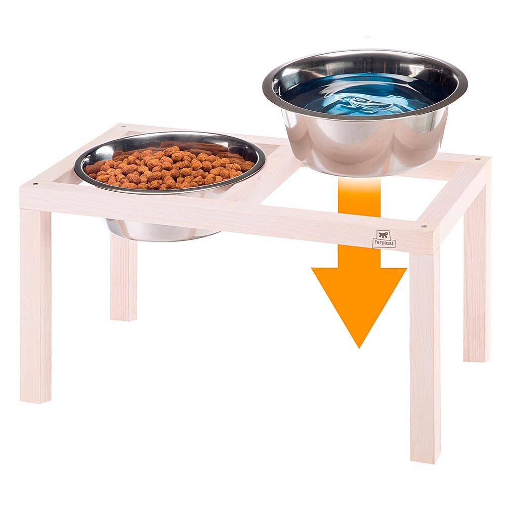 Ferplast - Ferplast Support de gamelle pour chien Desco Wood, avec 2 gamelle en acier inoxydables - Élégante gamelle en bois surélevée et antidérapante pour la - Imagen 3
