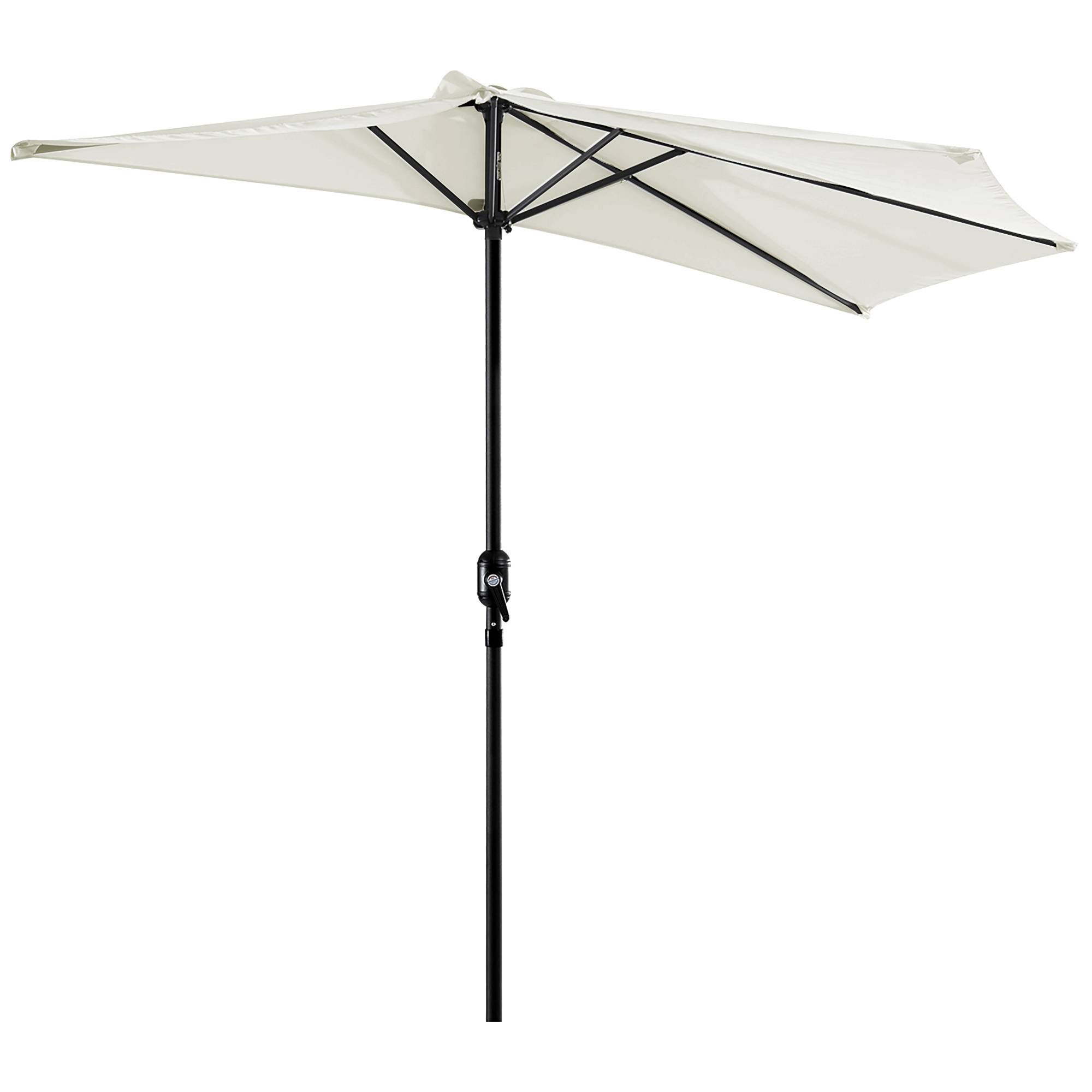 Parasol 269x138x236 cm, manivelle, forme semi-circulaire, polyester 180 g/m², terrasse patio piscine creme - Image 1