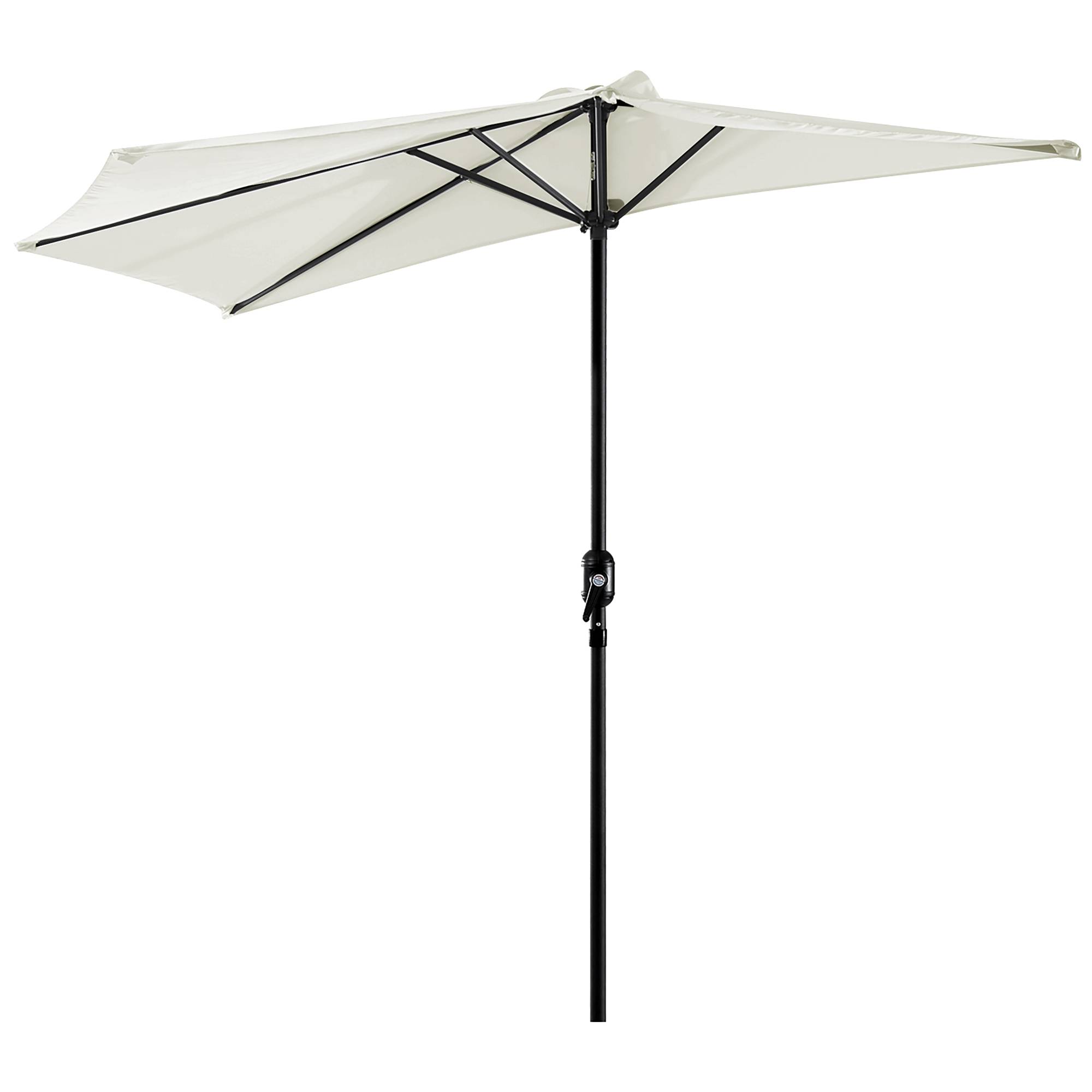 Parasol 269x138x236 cm, manivelle, forme semi-circulaire, polyester 180 g/m², terrasse patio piscine creme - Image 2