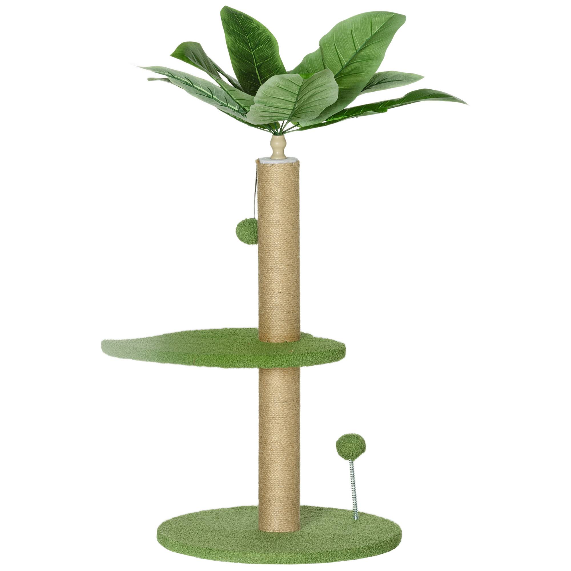 Arbre à Chat Décoratif Design Plante Verte avec Griffoir et Jouets 83 cm - ComfortXL Outdoor Living - Image 2