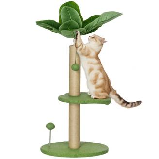 Arbre à Chat Décoratif Design Plante Verte avec Griffoir et Jouets 83 cm - ComfortXL Outdoor Living