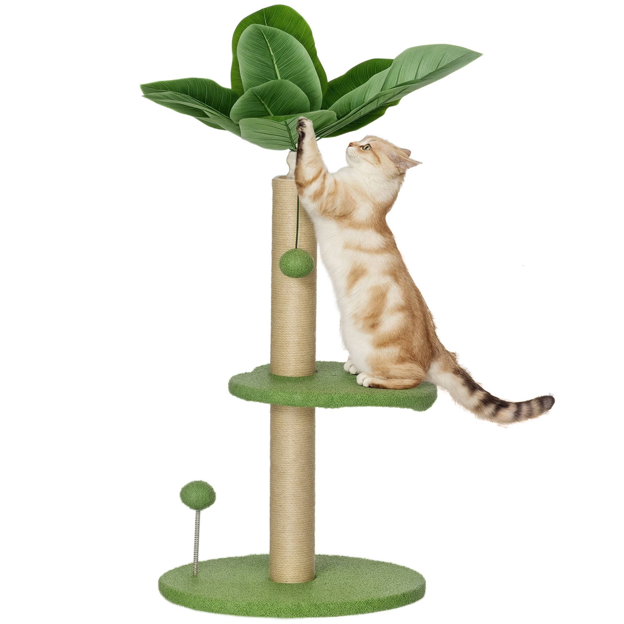 Arbre à Chat Décoratif Design Plante Verte avec Griffoir et Jouets 83 cm - ComfortXL Outdoor Living