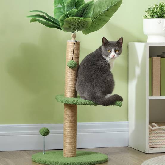 Arbre à Chat Décoratif Design Plante Verte avec Griffoir et Jouets 83 cm - ComfortXL Outdoor Living - Image 9