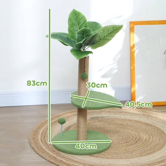 Arbre à Chat Décoratif Design Plante Verte avec Griffoir et Jouets 83 cm - ComfortXL Outdoor Living - Image 5