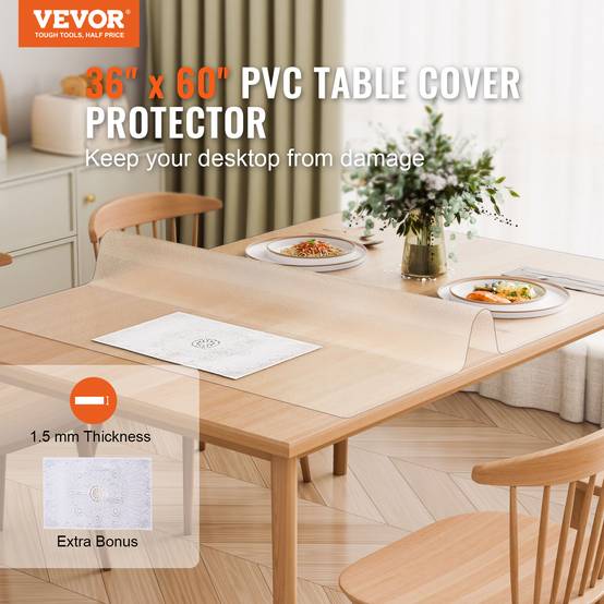 VEVOR Protecteur bureau givré, 36x60", 1.5mm, PVC, rectangulaire, imperméable, table. - Image 2