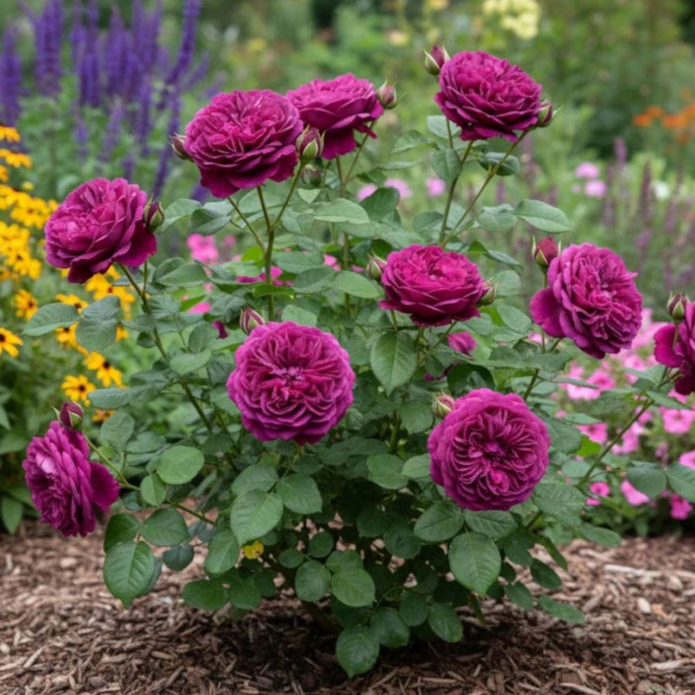 Rosier ancien Cardinal de Richelieu à fleurs Violette/ - feuillage Caduc - Pot de 3L - 20/40 cm - Image 1