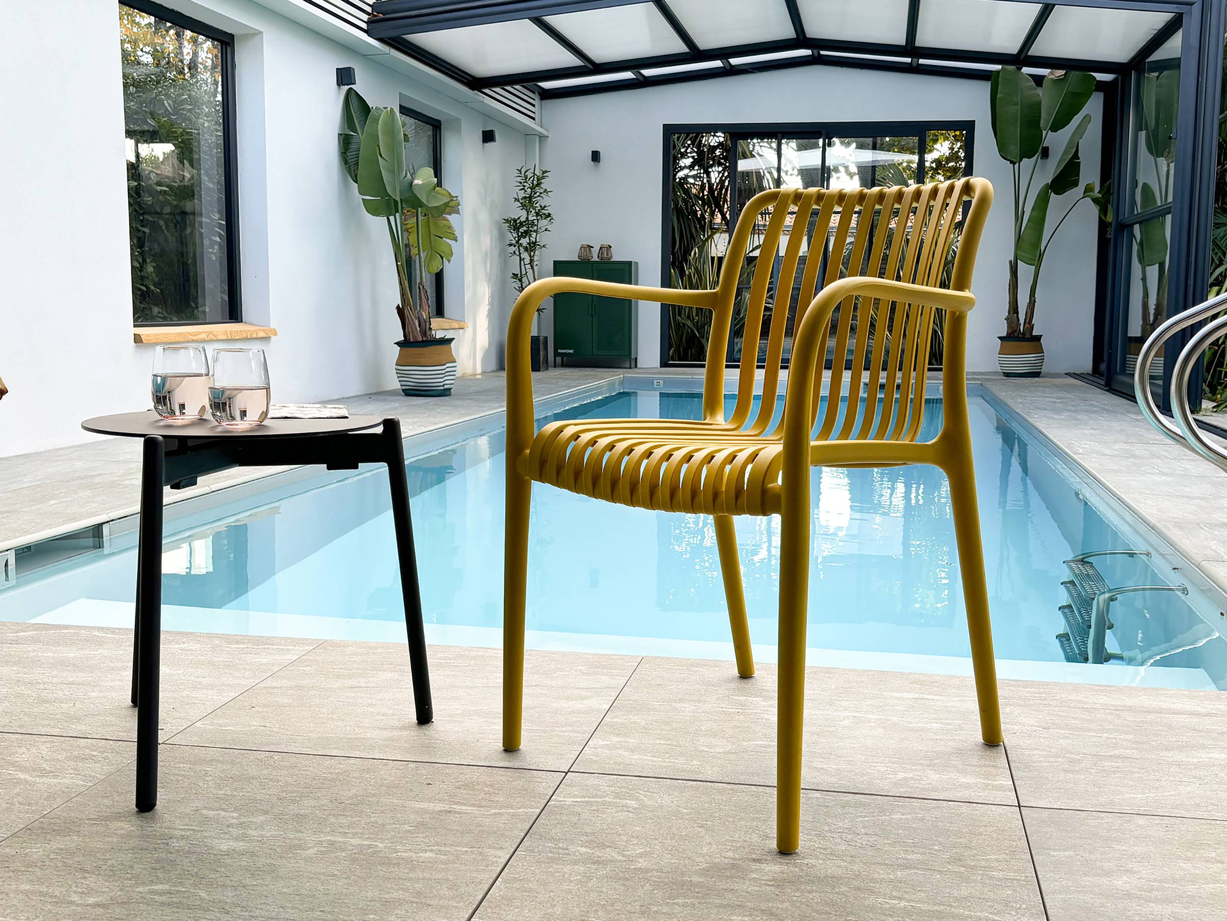 Fauteuil de jardin empilable en Polypropylène - Jaune moutarde - TIAGO
