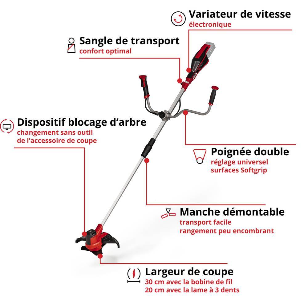 Einhell - Débroussailleuse sans fil AGILLO 18/200 - Largeur de coupe 20/30 cm - Sangle de transport - sans batterie Einhell - Image 2