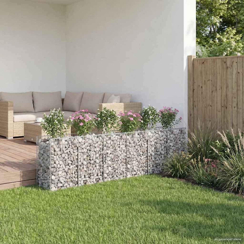 Lit surélevé gabion acier argenté 300 x 50 x 80 cm - PANGIVO - Image 4