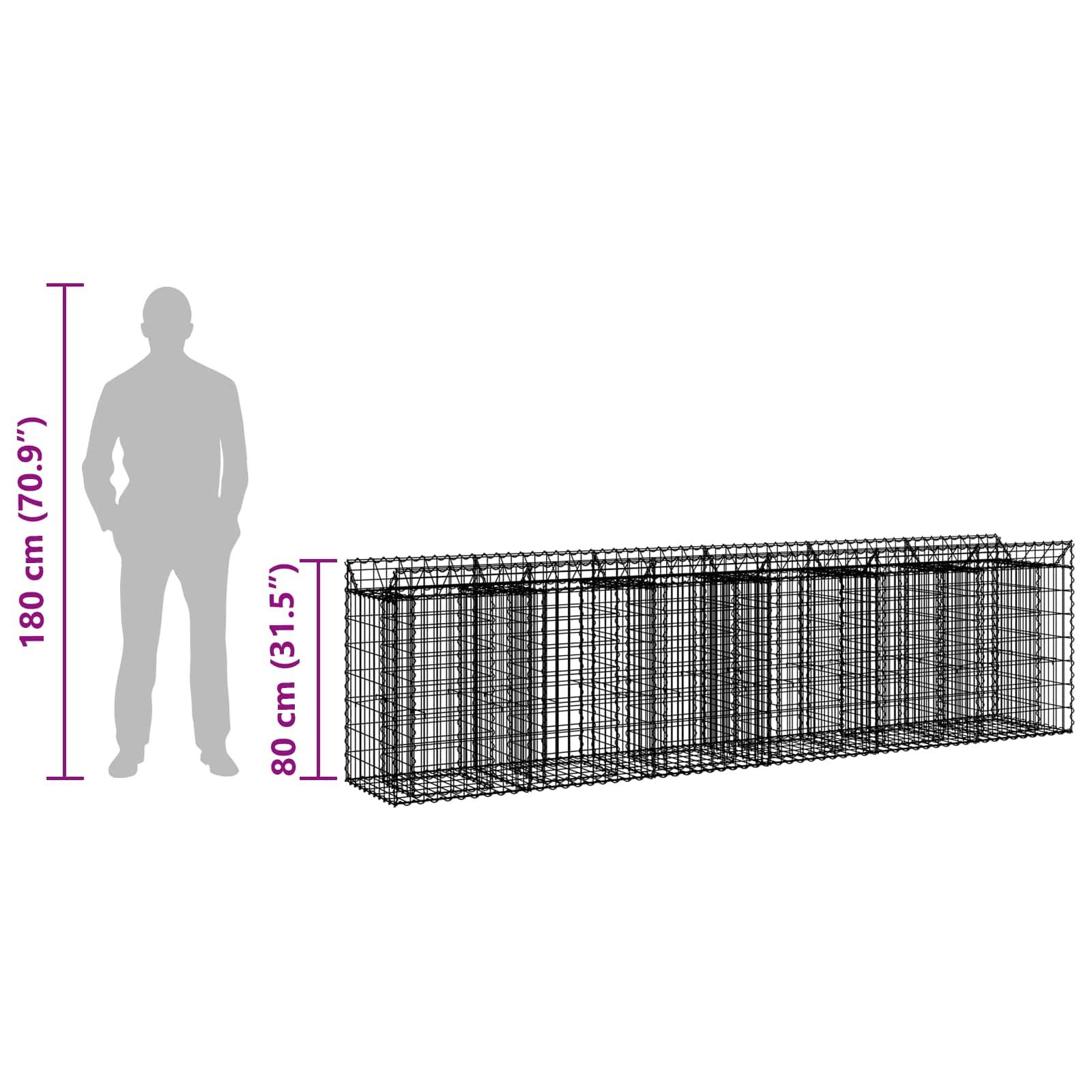 Lit surélevé gabion acier argenté 300 x 50 x 80 cm - PANGIVO - Image 8