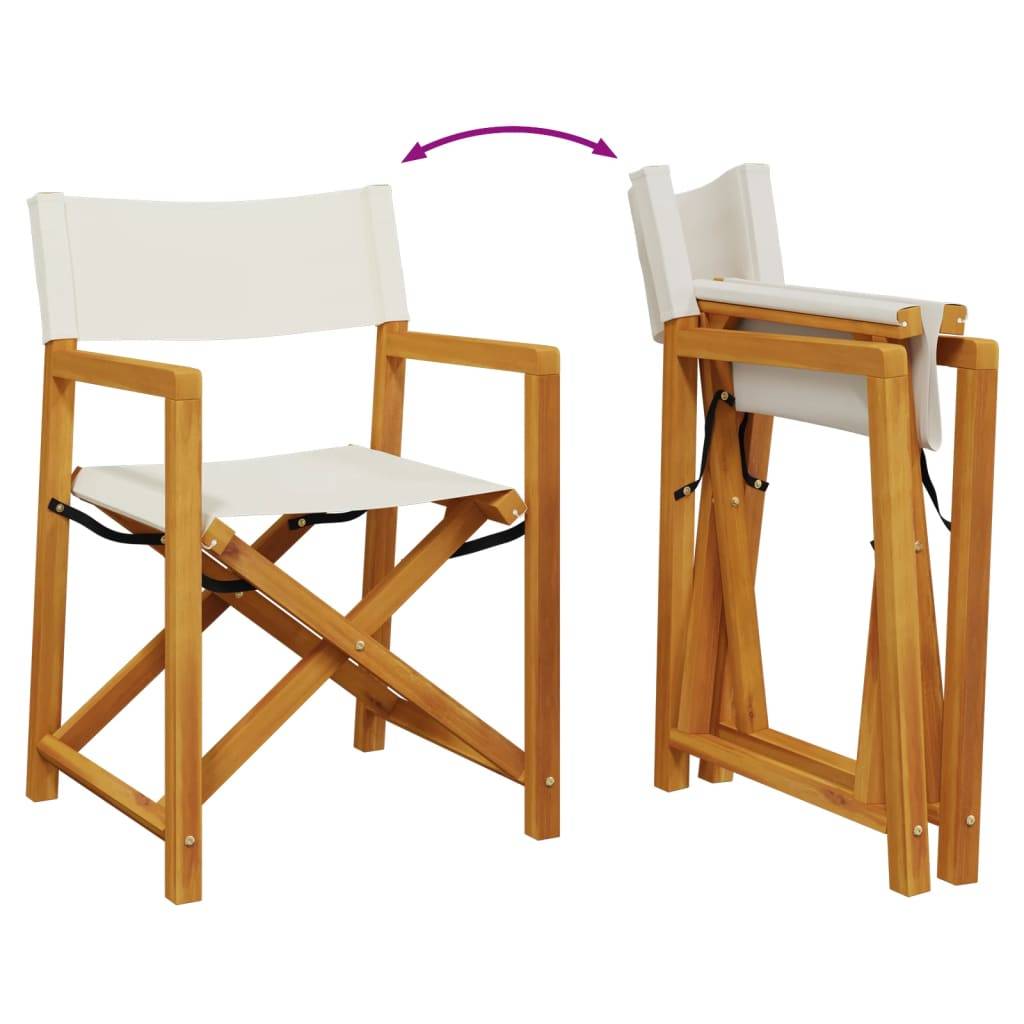 Lot de 6 chaises de jardin bois d'acacia et tissu blanc crème 54 x 53.5 x 85.5 cm - PANGIVO - Image 7