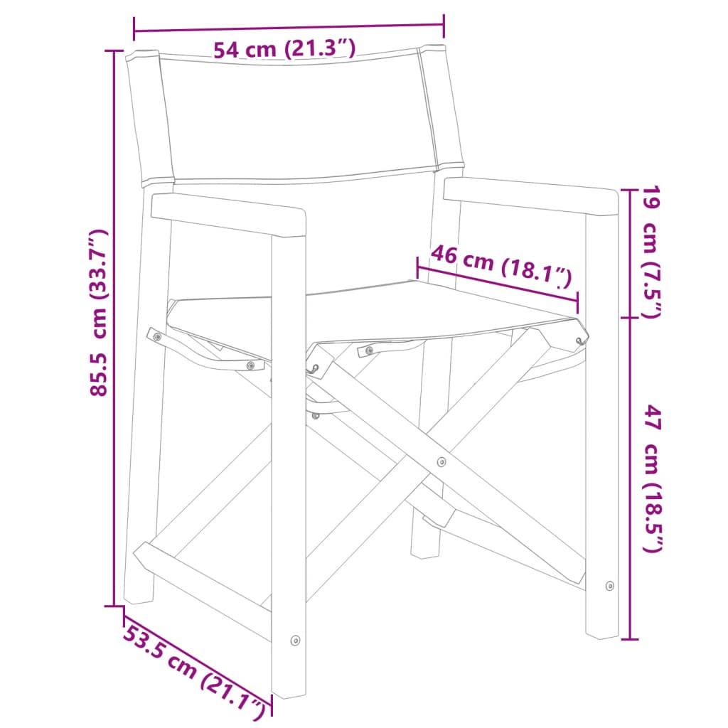 Lot de 6 chaises de jardin bois d'acacia et tissu blanc crème 54 x 53.5 x 85.5 cm - PANGIVO - Image 9