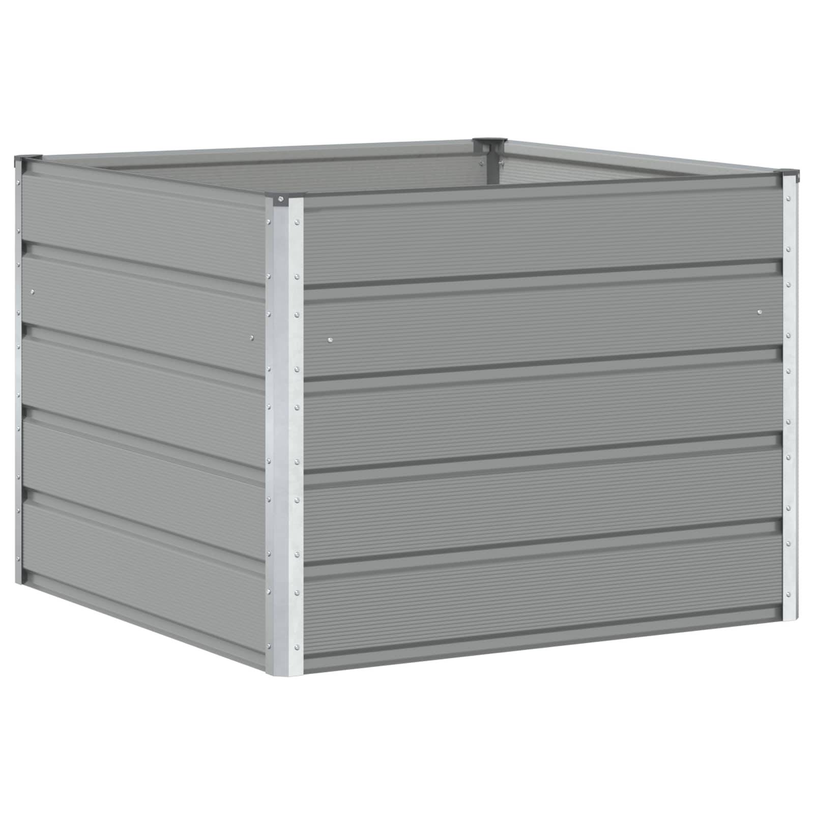 Helloshop26 - Jardinière moderne 100 x 100 x 75 cm durable et pratique pour terrasse et jardin en acier gris clair - Image 1