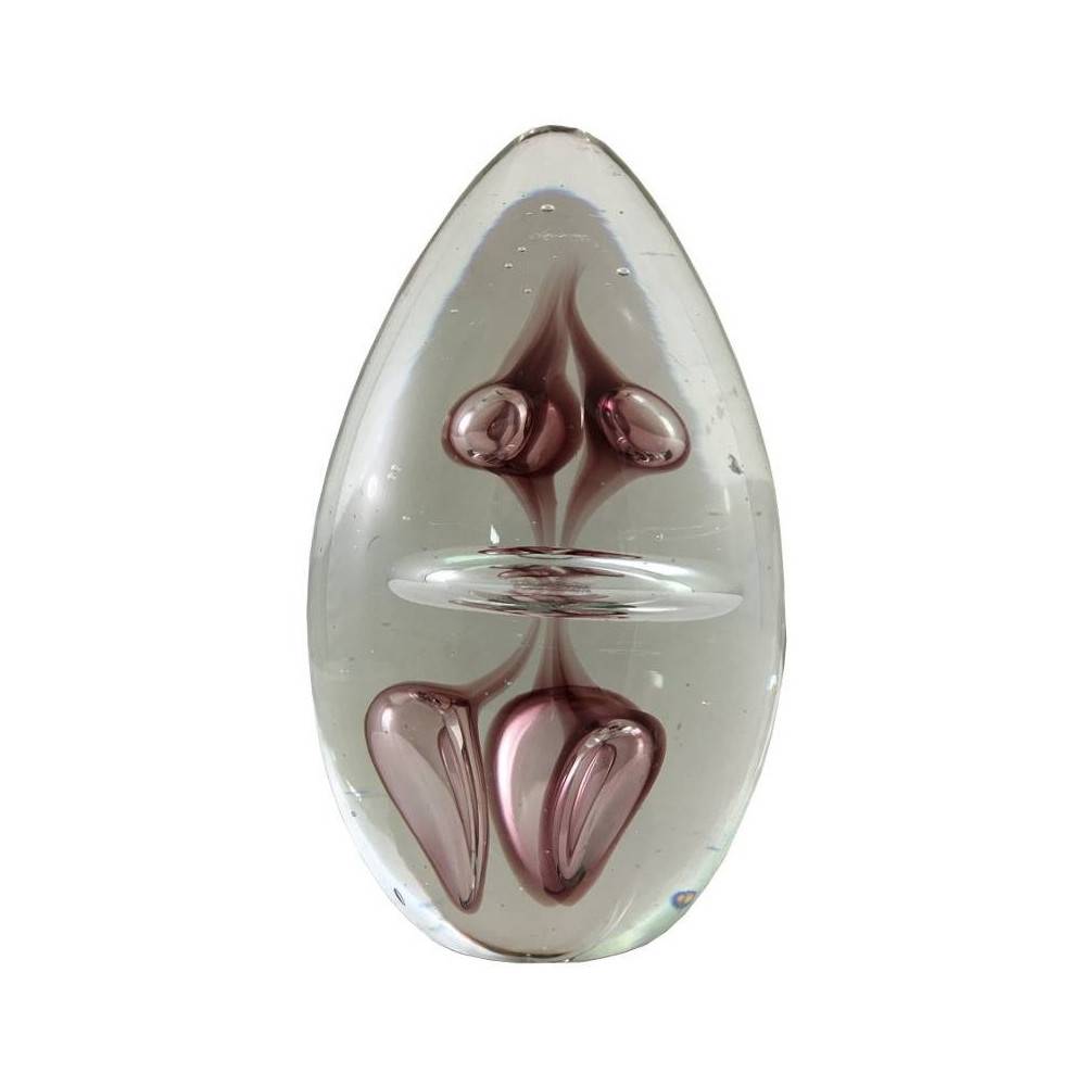 ° Presse papier sulfure "Gouttes" en verre mauve 9.5 x 6 cm Chemin de campagne - Imagen 1