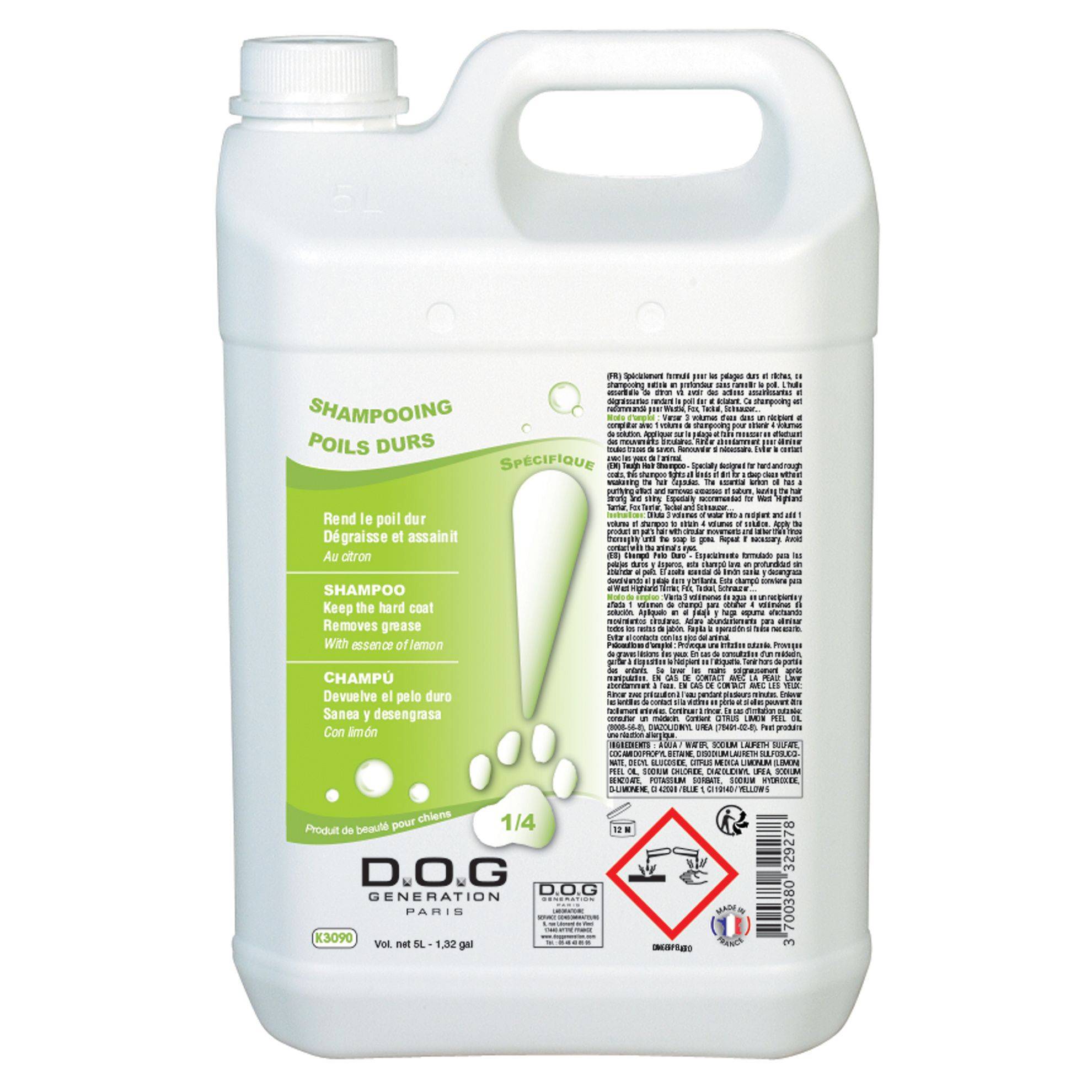 Shampoing Poils Durs Dog Generation : 5 litres DOG GENERATION